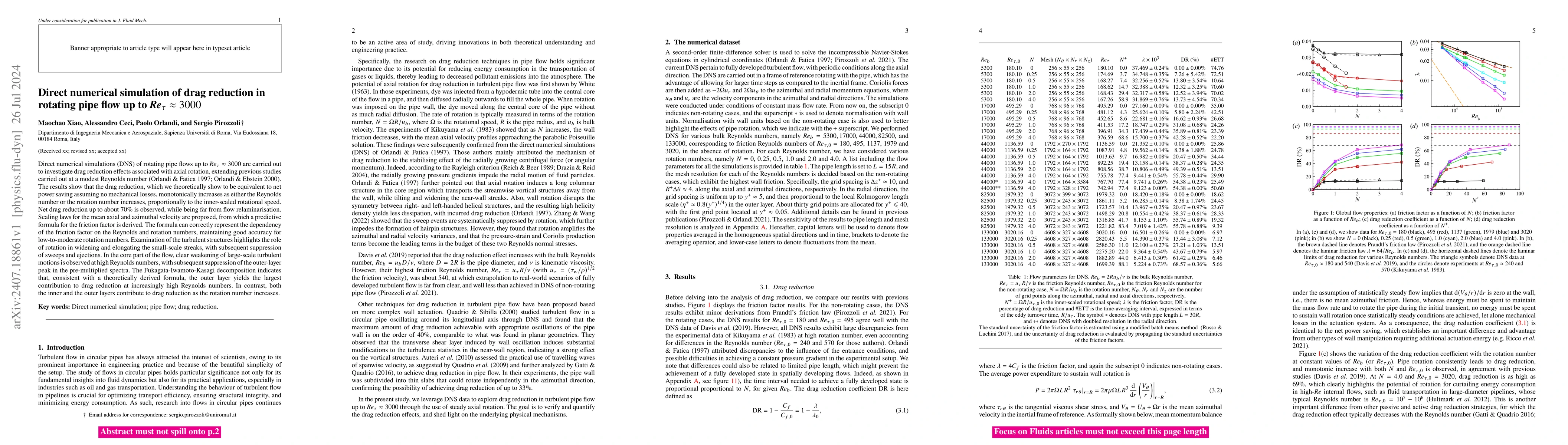 Thumbnail for Direct numerical simulation of drag reduction in rotating pipe flow up
  to $Re_τ \approx 3000$