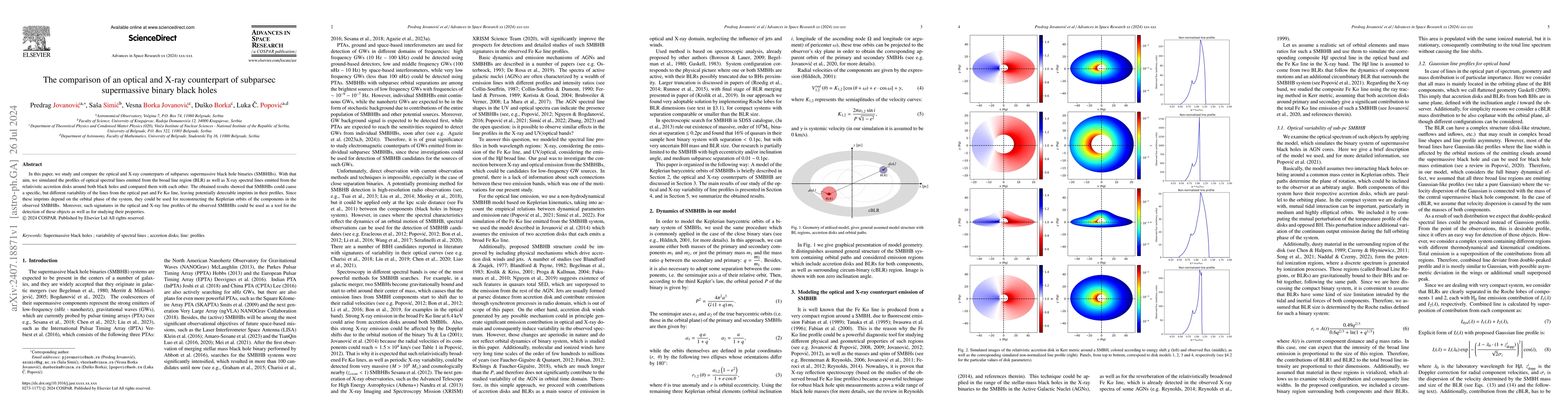 Thumbnail for The comparison of an optical and X-ray counterpart of subparsec
  supermassive binary black holes
