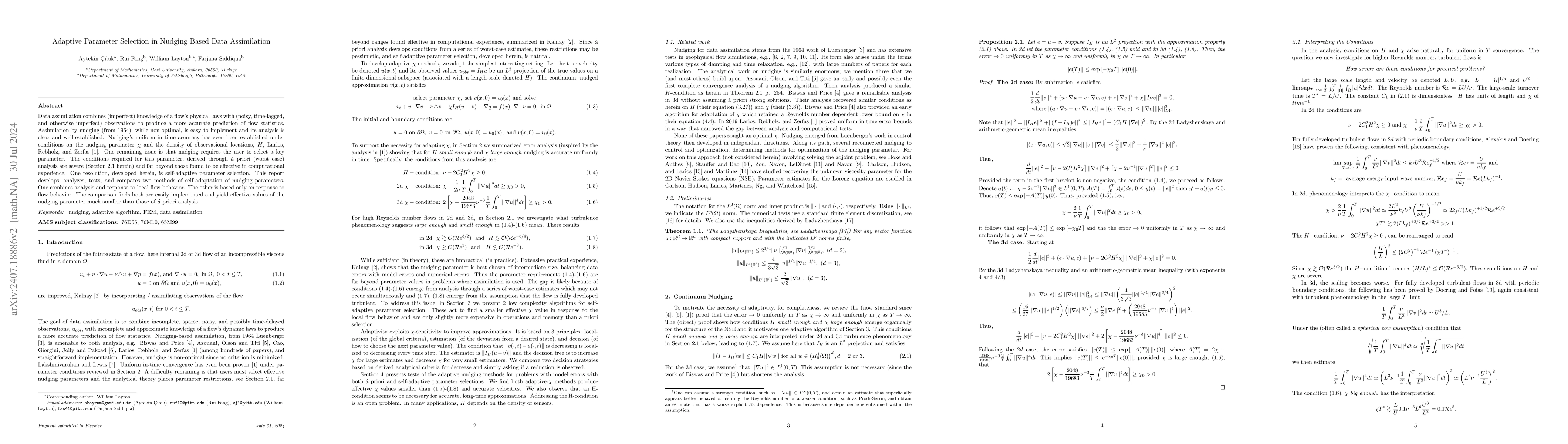 Thumbnail for Adaptive Parameter Selection in Nudging Based Data Assimilation