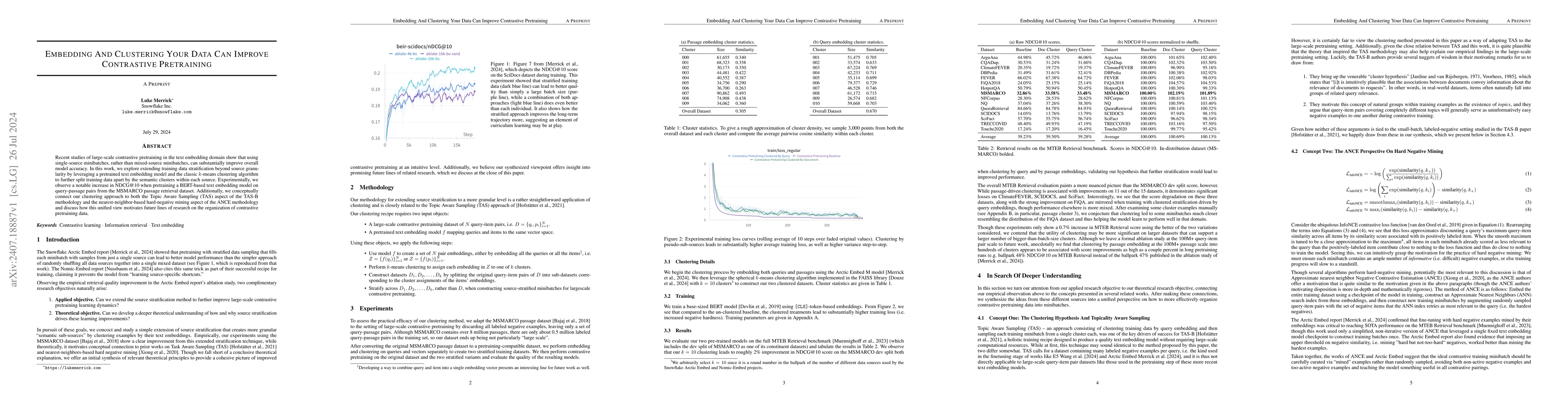 Thumbnail for Embedding And Clustering Your Data Can Improve Contrastive Pretraining