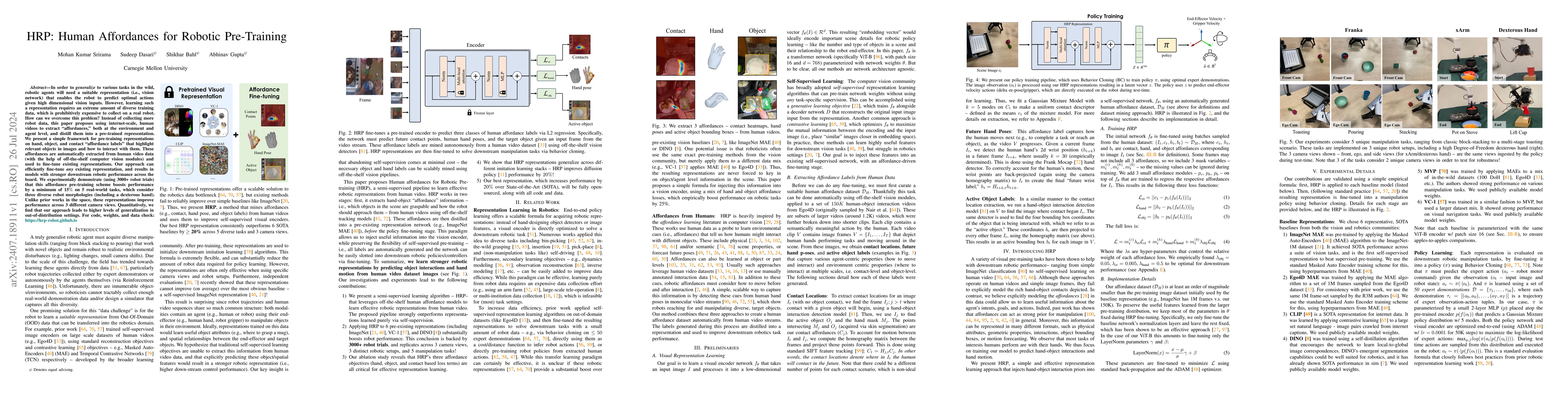 Thumbnail for HRP: Human Affordances for Robotic Pre-Training