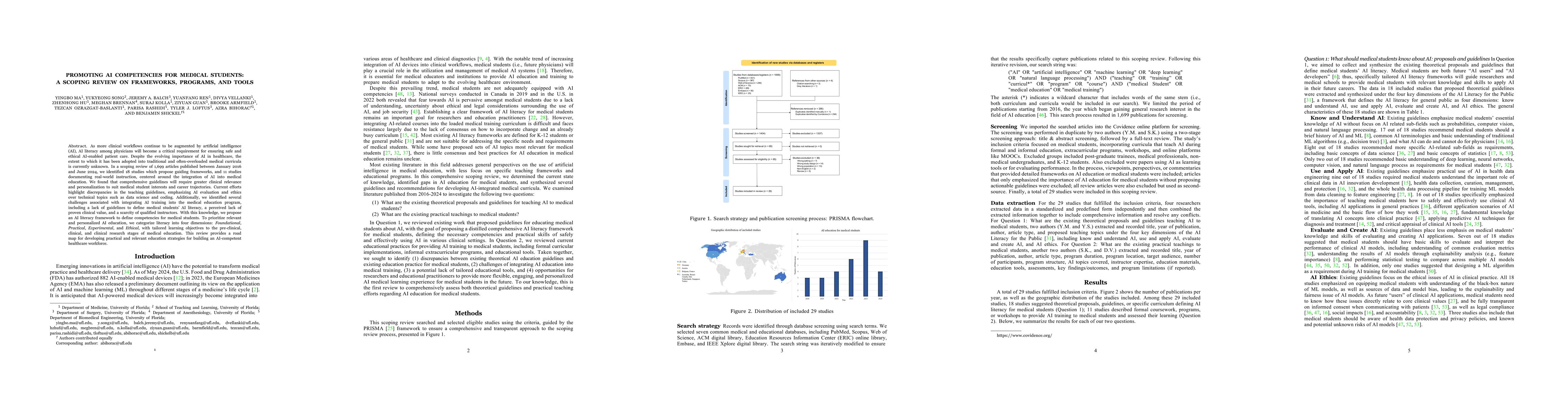 Thumbnail for Promoting AI Competencies for Medical Students: A Scoping Review on
  Frameworks, Programs, and Tools
