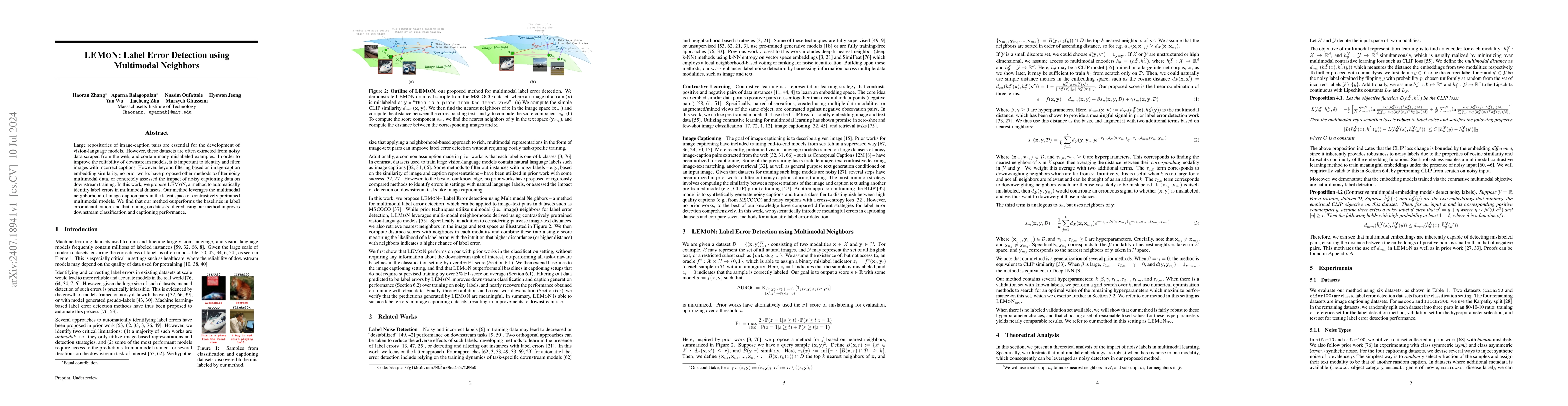 Thumbnail for LEMoN: Label Error Detection using Multimodal Neighbors