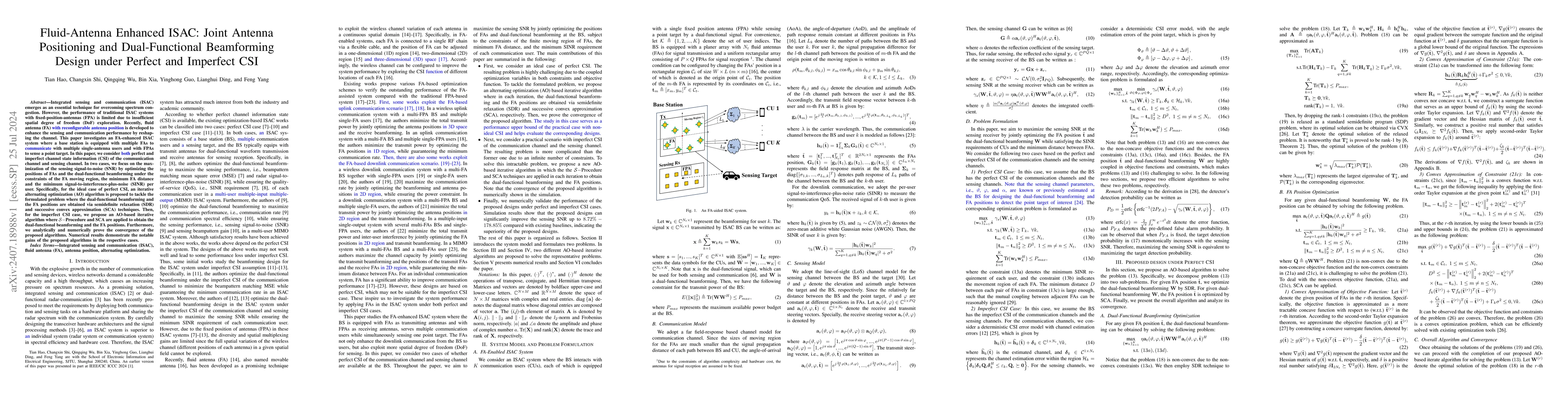 Thumbnail for Fluid-Antenna Enhanced ISAC: Joint Antenna Positioning and
  Dual-Functional Beamforming Design under Perfect and Imperfect CSI