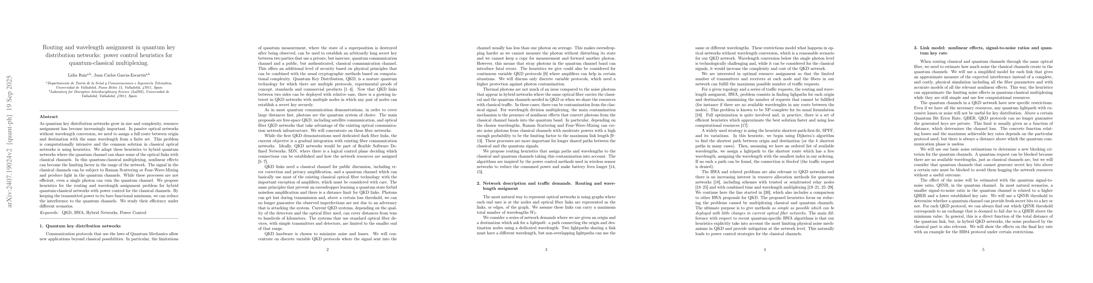 Thumbnail for Routing and wavelength assignment in quantum key distribution networks:
  power control heuristics for quantum-classical multiplexing