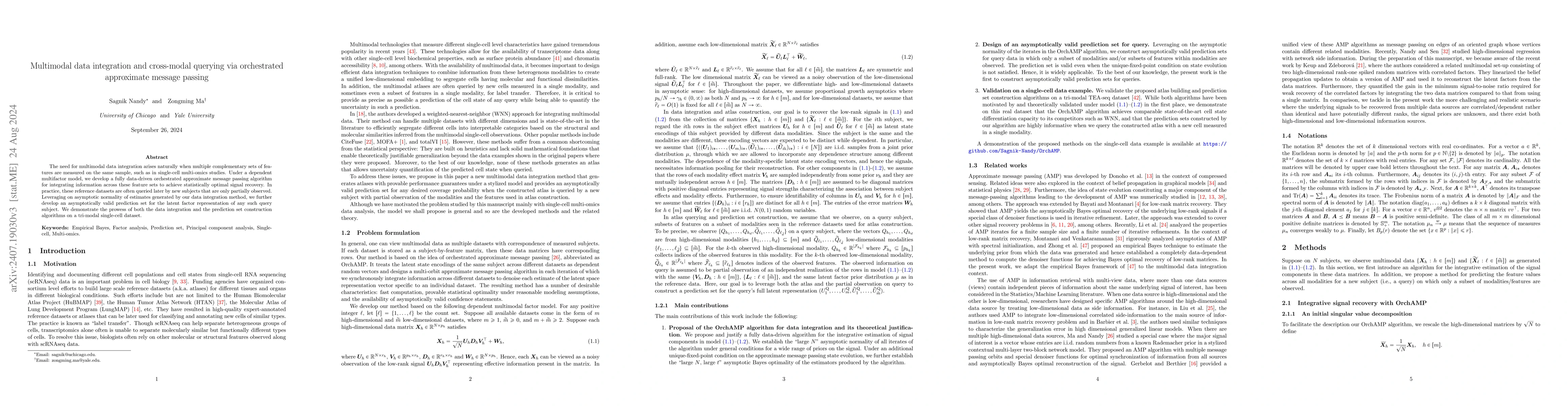 Thumbnail for Multimodal data integration and cross-modal querying via orchestrated
  approximate message passing