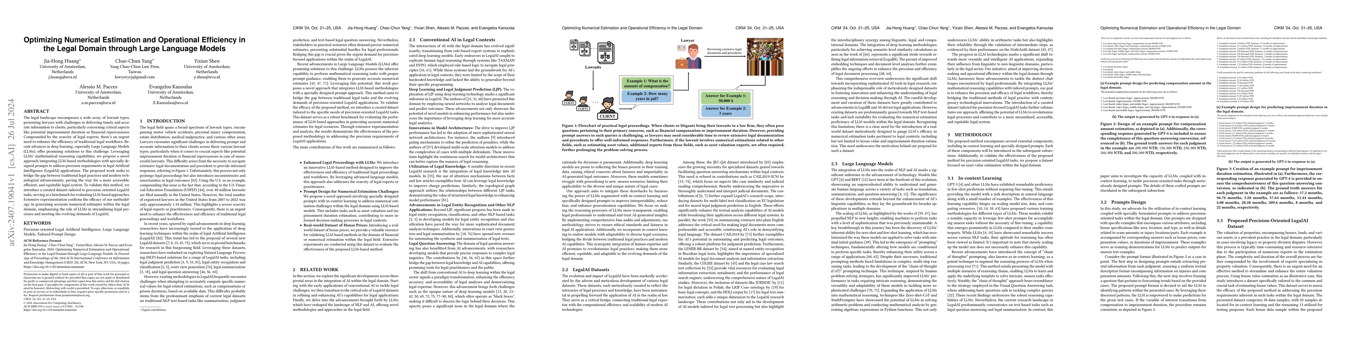 Thumbnail for Optimizing Numerical Estimation and Operational Efficiency in the Legal
  Domain through Large Language Models