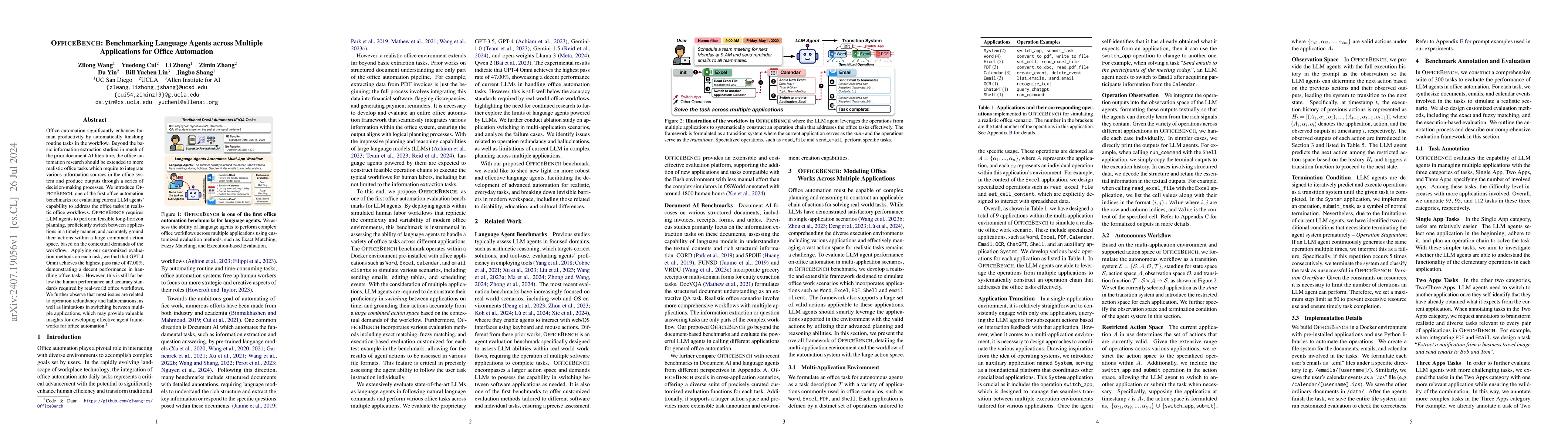 Thumbnail for OfficeBench: Benchmarking Language Agents across Multiple Applications
  for Office Automation