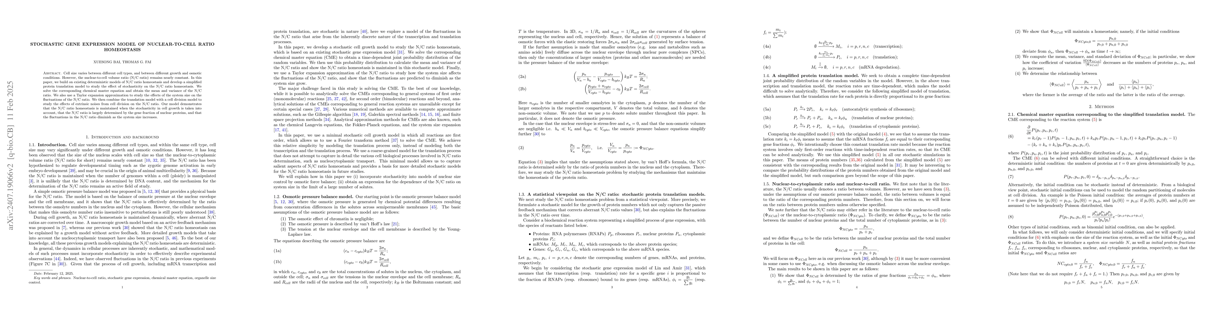 Thumbnail for Stochastic Gene Expression Model of Nuclear-to-Cell Ratio Homeostasis
