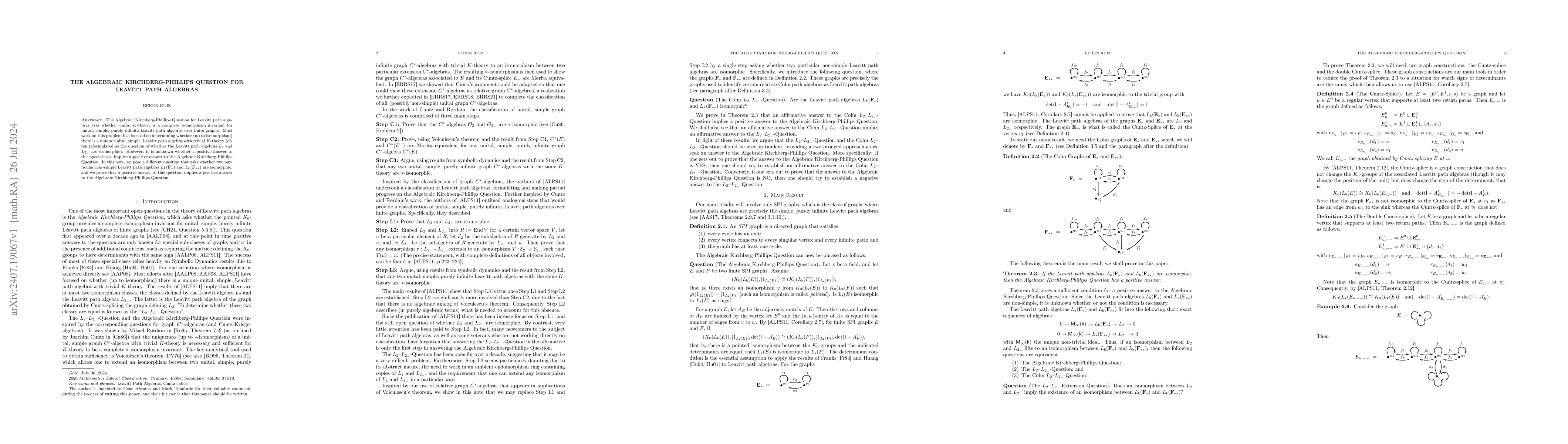 Thumbnail for The Algebraic Kirchberg-Phillips Question for Leavitt path algebras