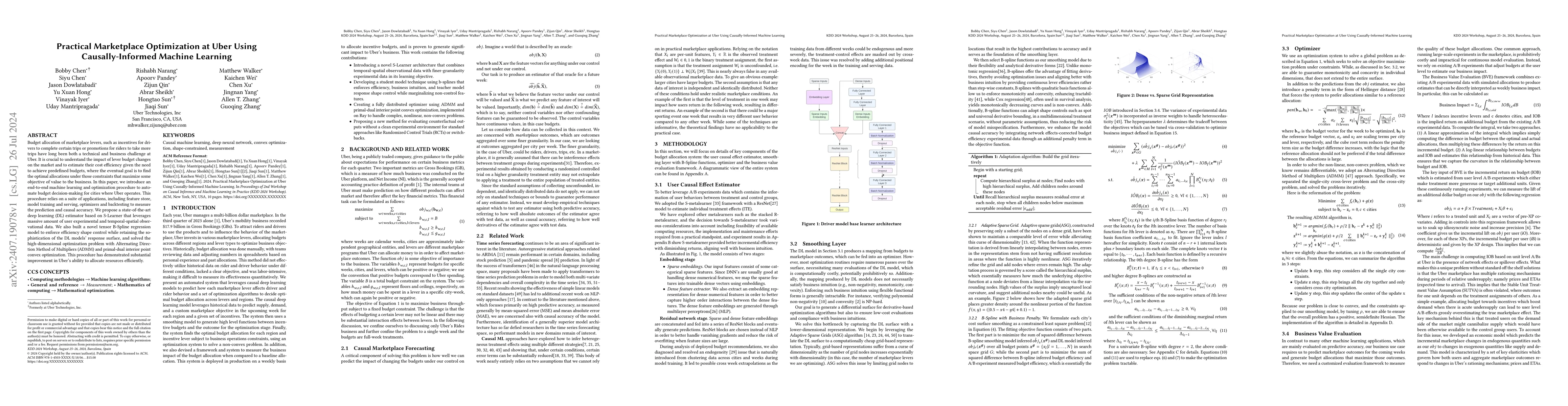 Thumbnail for Practical Marketplace Optimization at Uber Using Causally-Informed
  Machine Learning