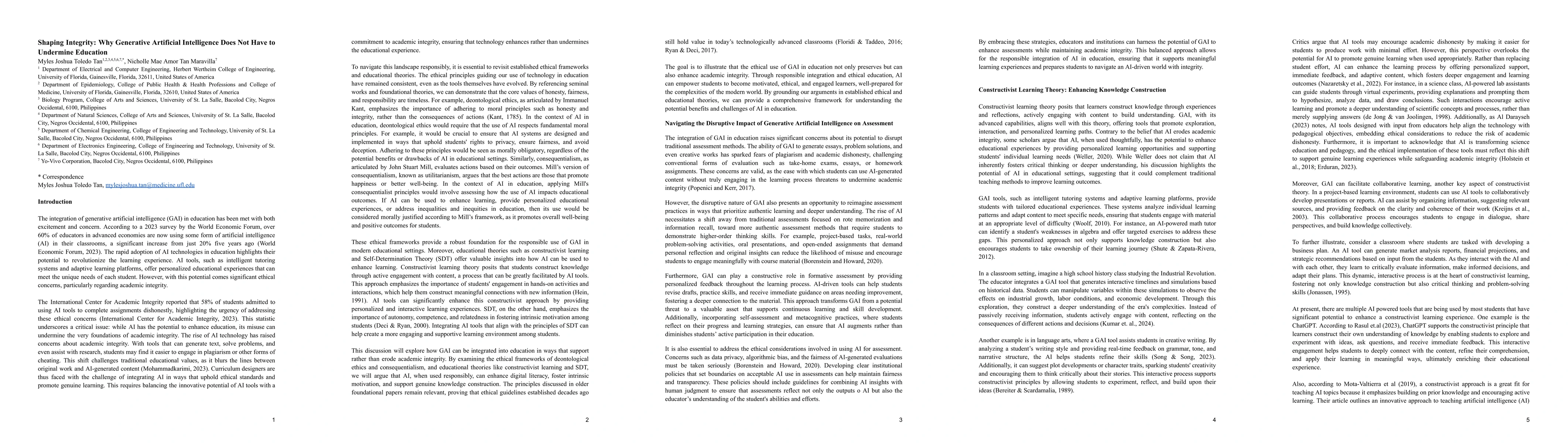 Thumbnail for Shaping Integrity: Why Generative Artificial Intelligence Does Not Have
  to Undermine Education