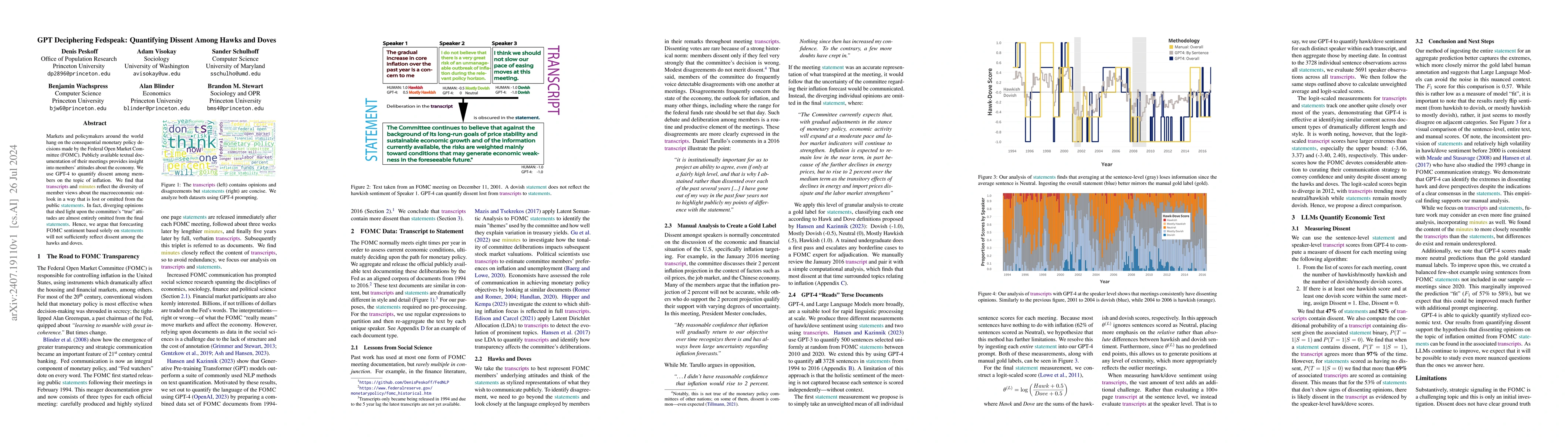 Thumbnail for GPT Deciphering Fedspeak: Quantifying Dissent Among Hawks and Doves
