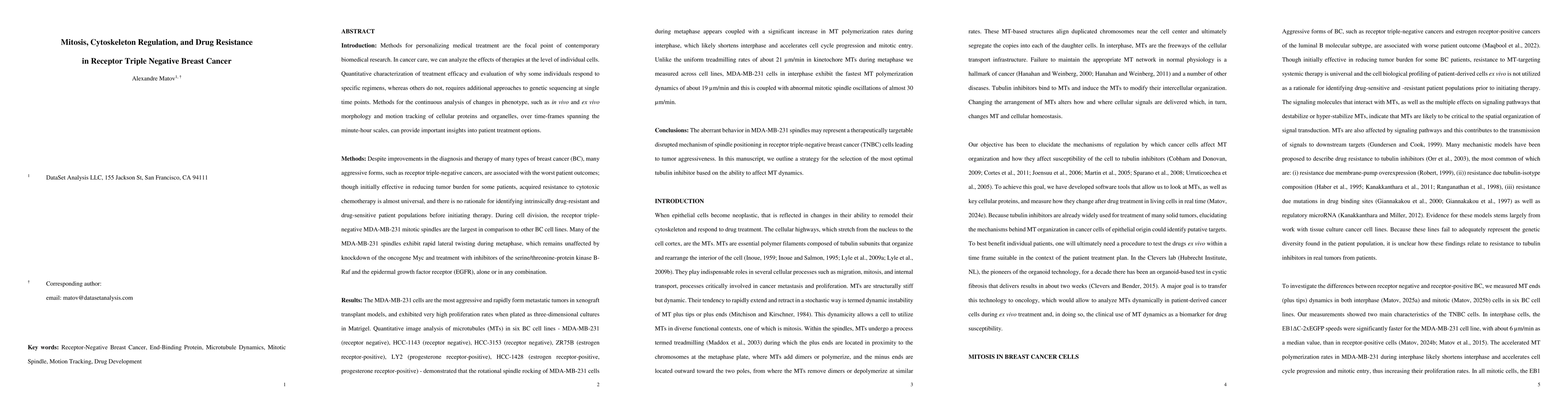Thumbnail for Mitosis, Cytoskeleton Regulation, and Drug Resistance in Receptor Triple
  Negative Breast Cancer