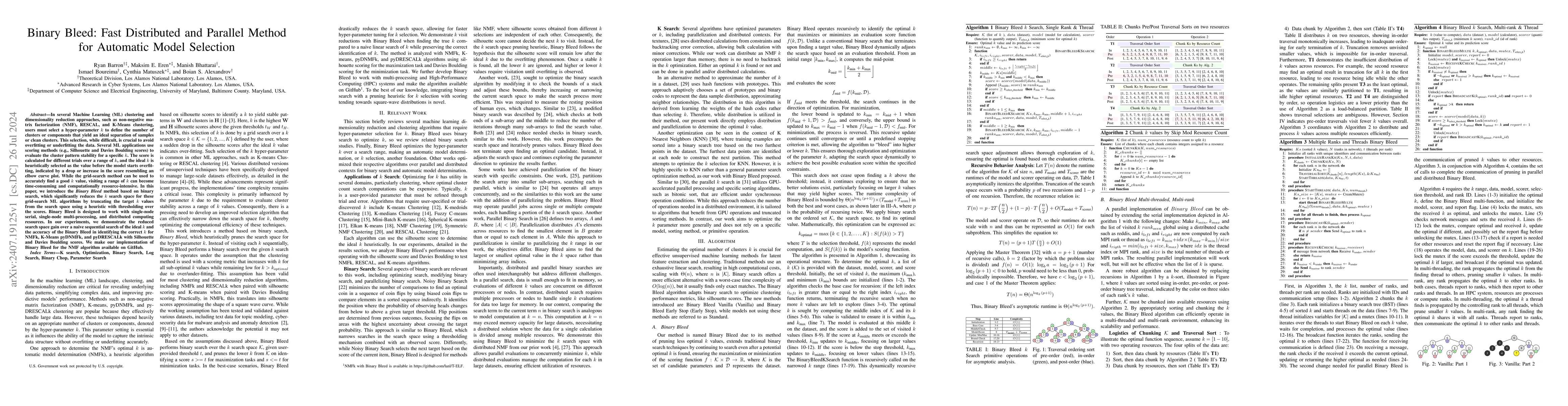 Thumbnail for Binary Bleed: Fast Distributed and Parallel Method for Automatic Model
  Selection