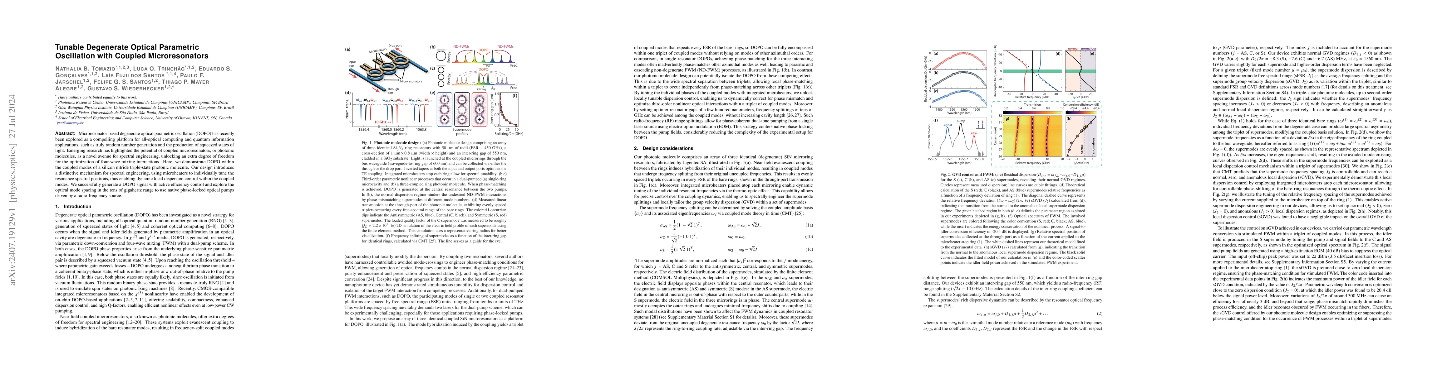 Thumbnail for Tunable Degenerate Optical Parametric Oscillation with Coupled
  Microresonators