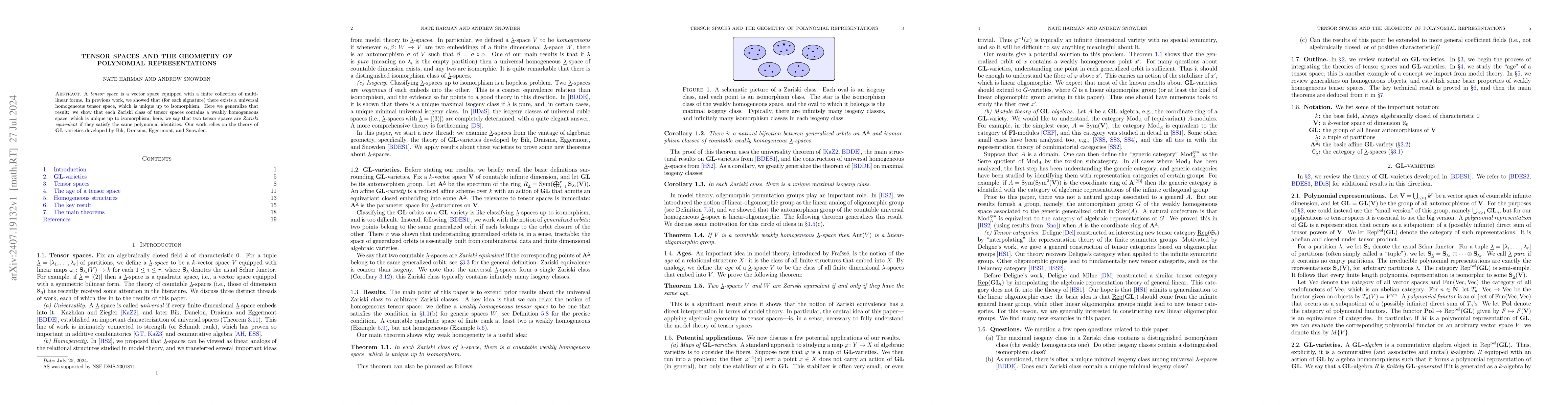 Thumbnail for Tensor spaces and the geometry of polynomial representations
