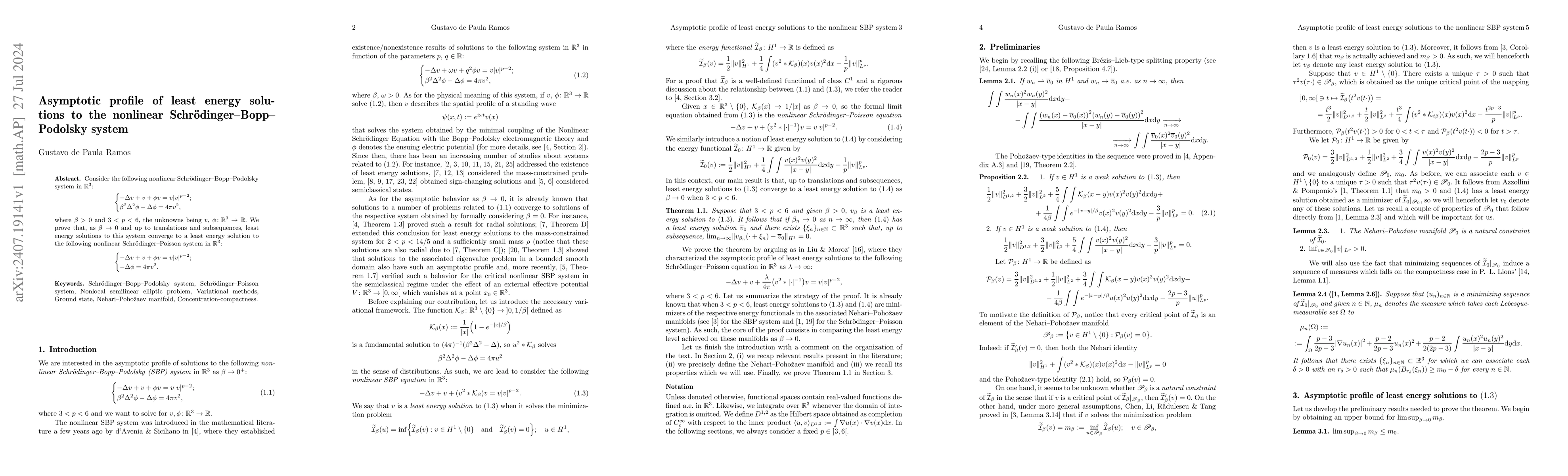 Thumbnail for Asymptotic profile of least energy solutions to the nonlinear
  Schrödinger-Bopp-Podolsky system
