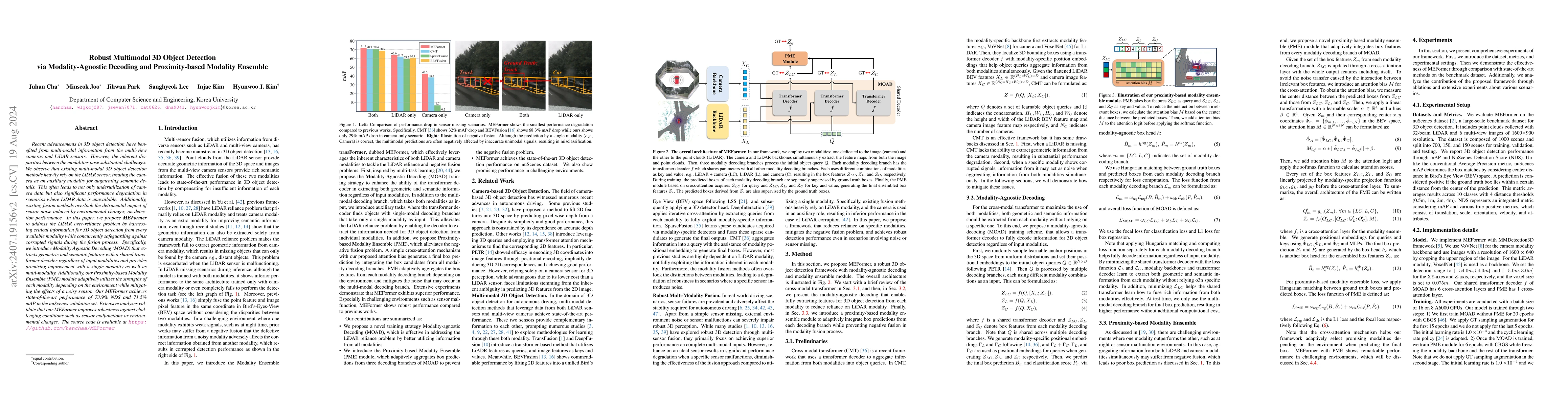 Thumbnail for Robust Multimodal 3D Object Detection via Modality-Agnostic Decoding and
  Proximity-based Modality Ensemble
