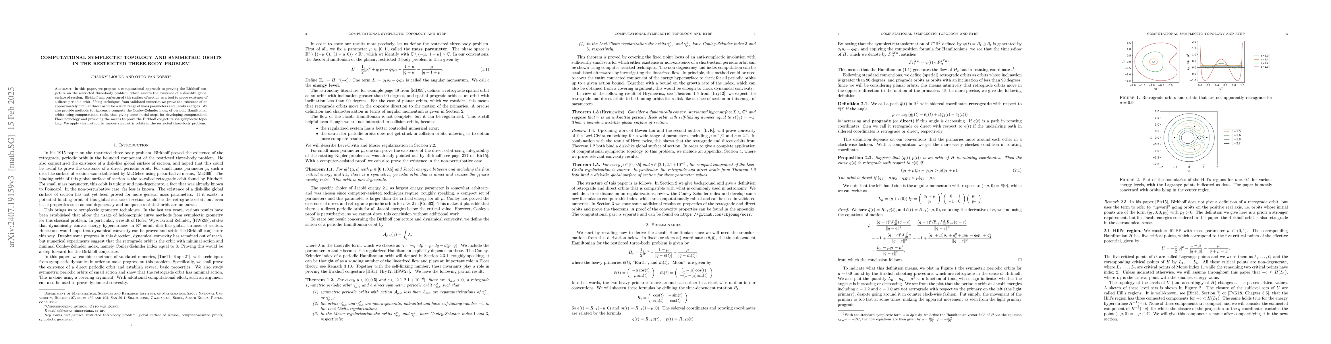 Thumbnail for Computational symplectic topology and symmetric orbits in the restricted
  three-body problem