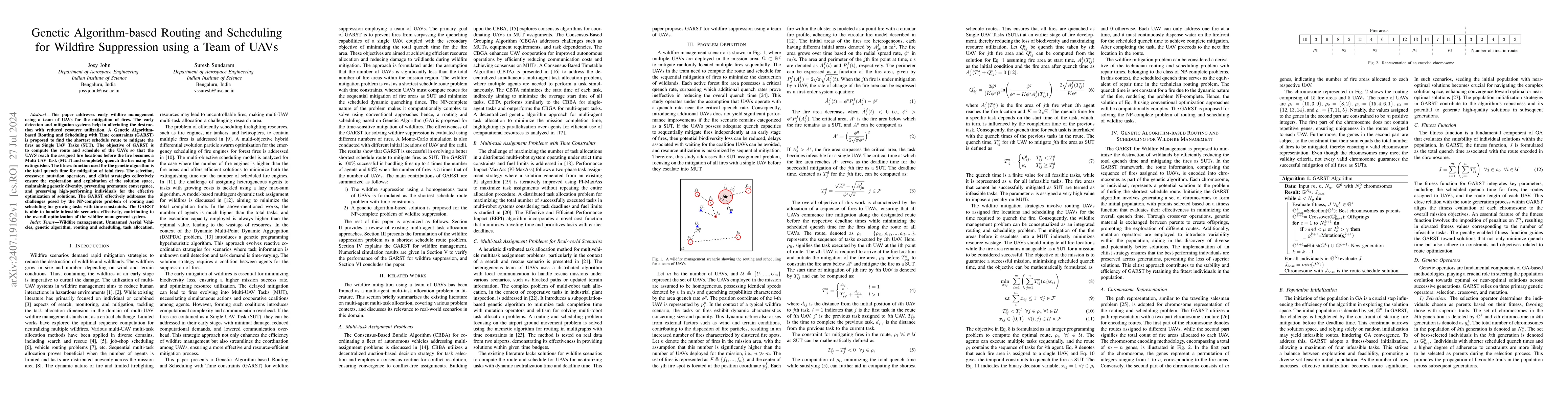 Thumbnail for Genetic Algorithm-based Routing and Scheduling for Wildfire Suppression
  using a Team of UAVs