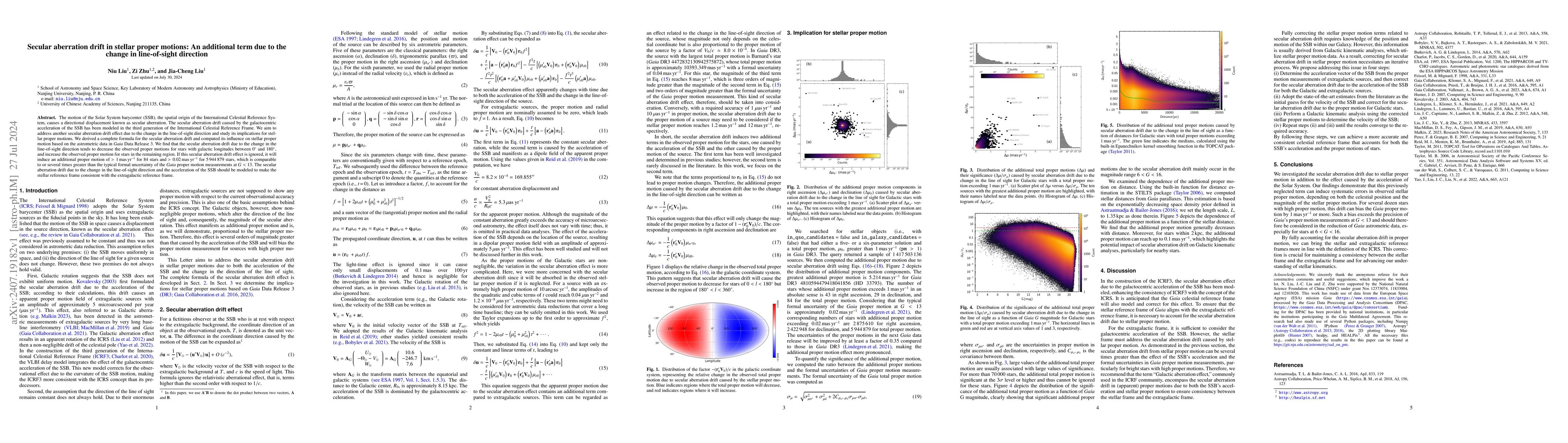 Thumbnail for Secular aberration drift in stellar proper motions: An additional term
  due to the change in line-of-sight direction