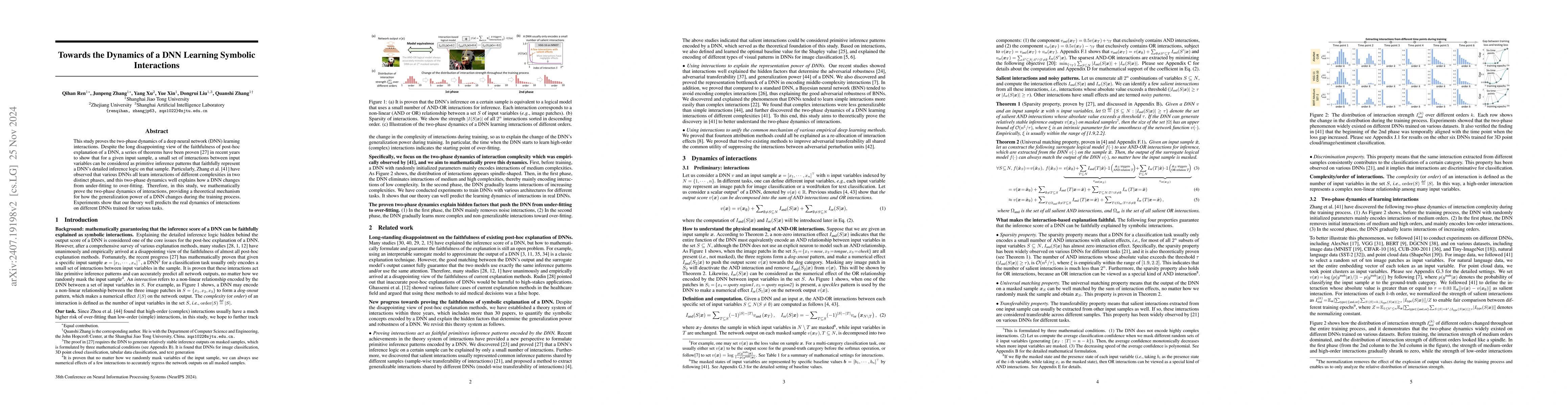 Thumbnail for Towards the Dynamics of a DNN Learning Symbolic Interactions