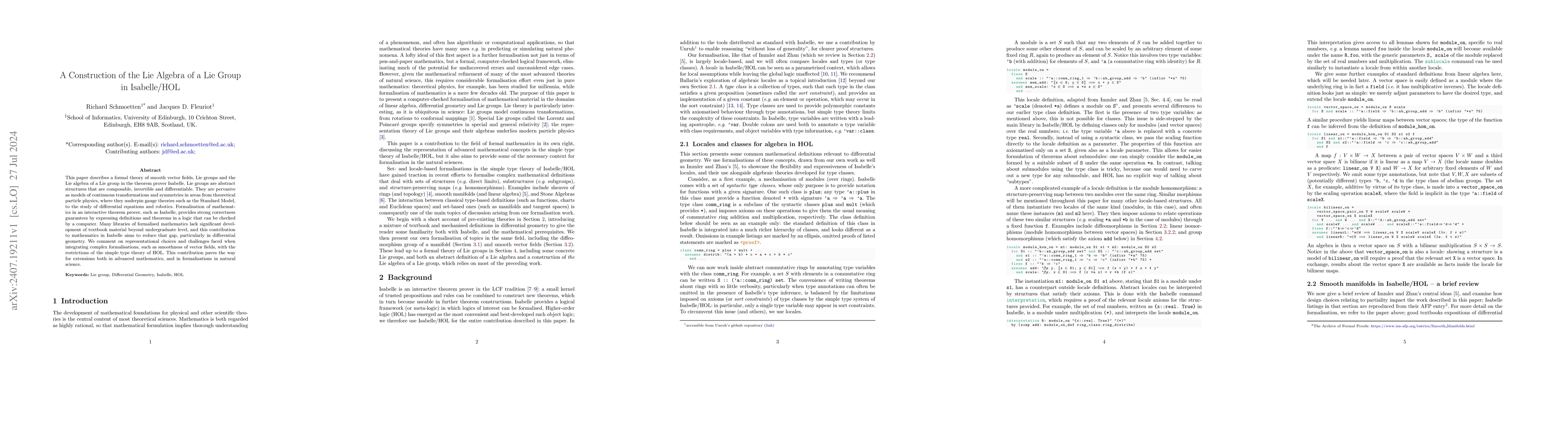 Thumbnail for A Construction of the Lie Algebra of a Lie Group in Isabelle/HOL