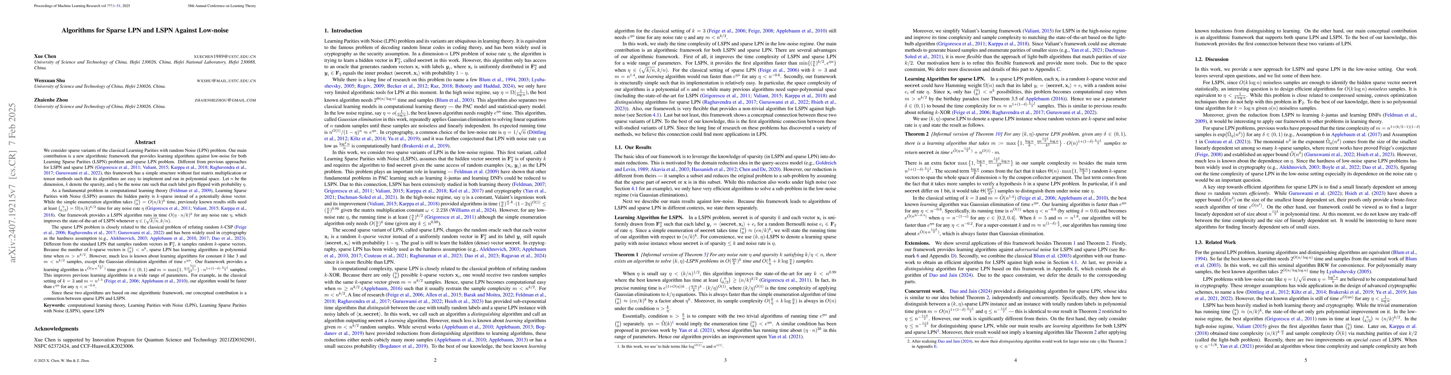Thumbnail for Algorithms for Sparse LPN and LSPN Against Low-noise
