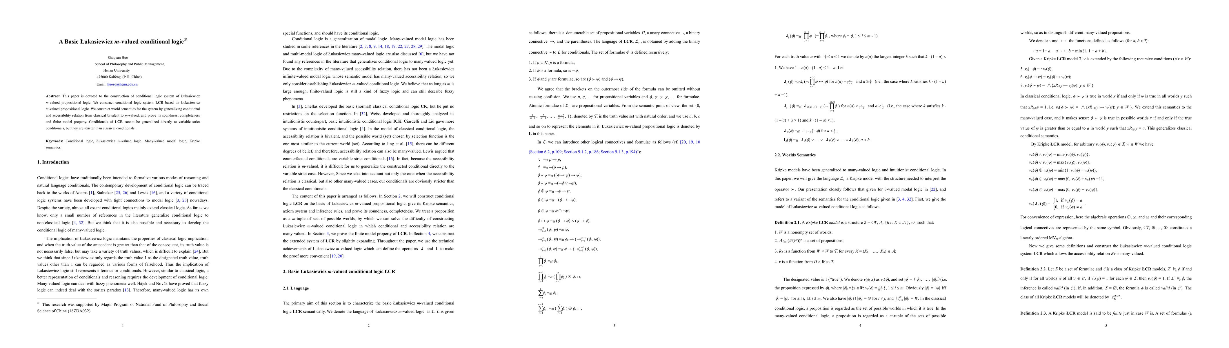 Thumbnail for A Basic Łukasiewicz m-valued conditional logic