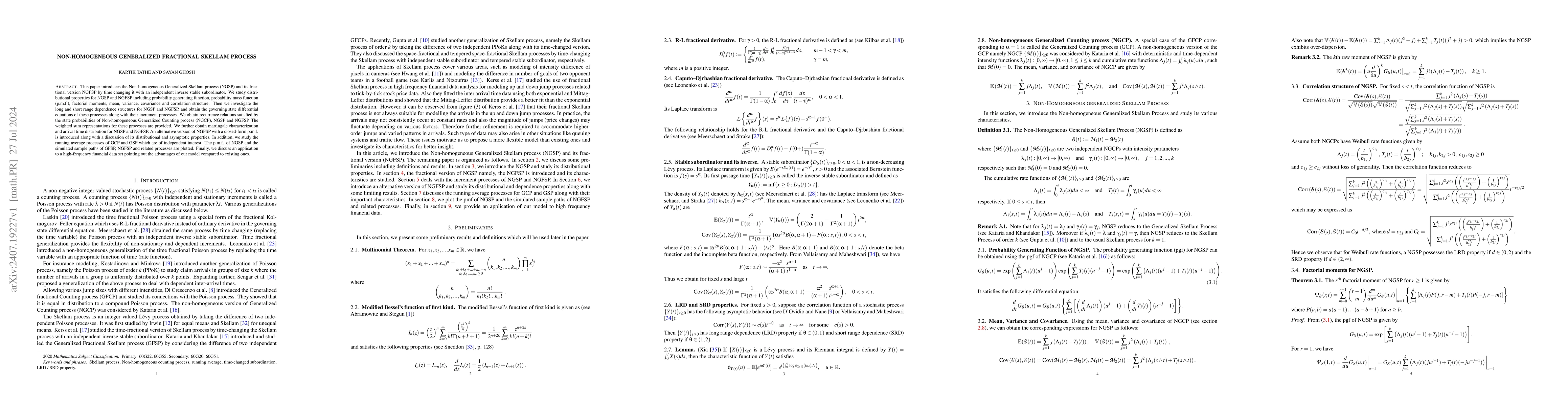 Thumbnail for Non-Homogeneous Generalized Fractional Skellam Process