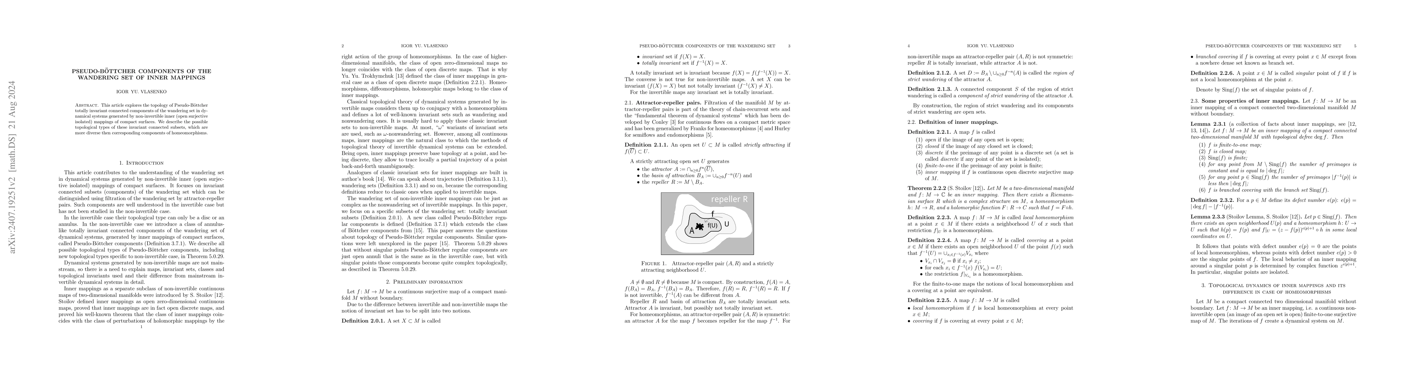 Thumbnail for Pseudo-Böttcher components of the wandering set of inner mappings