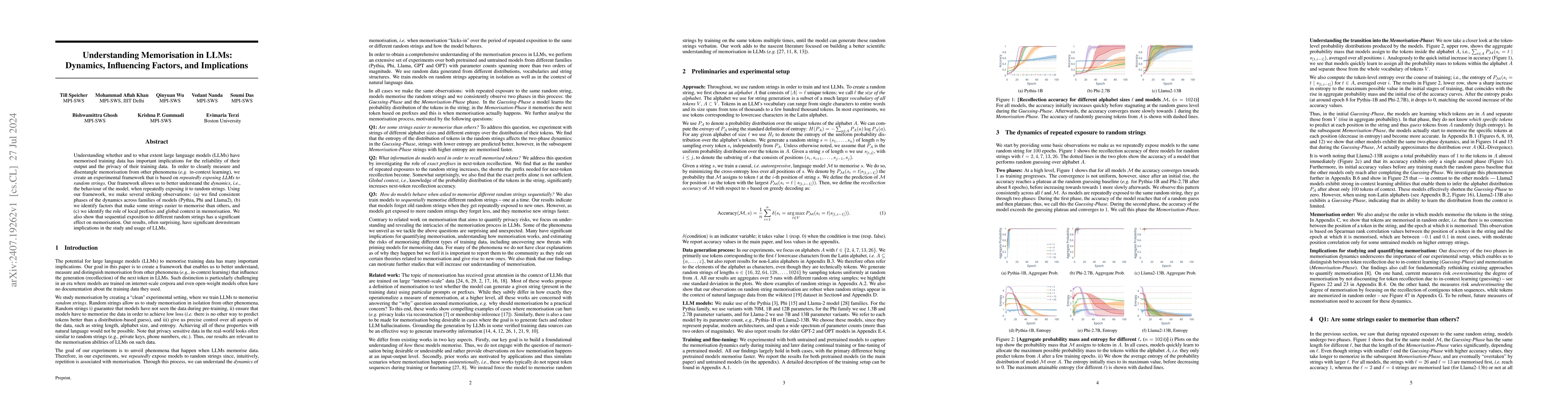 Thumbnail for Understanding Memorisation in LLMs: Dynamics, Influencing Factors, and
  Implications