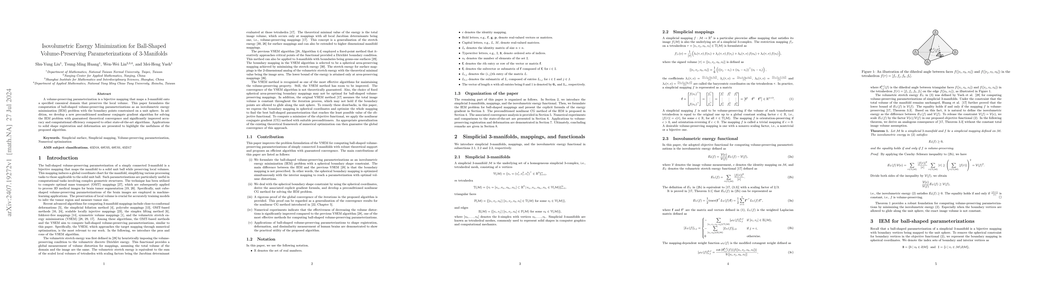 Thumbnail for Isovolumetric Energy Minimization for Ball-Shaped Volume-Preserving
  Parameterizations of 3-Manifolds