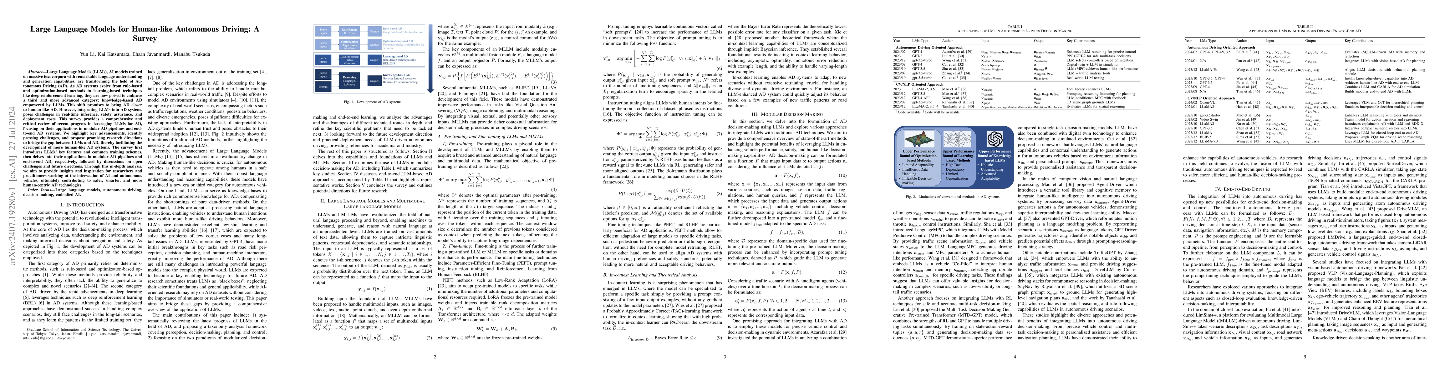 Thumbnail for Large Language Models for Human-like Autonomous Driving: A Survey