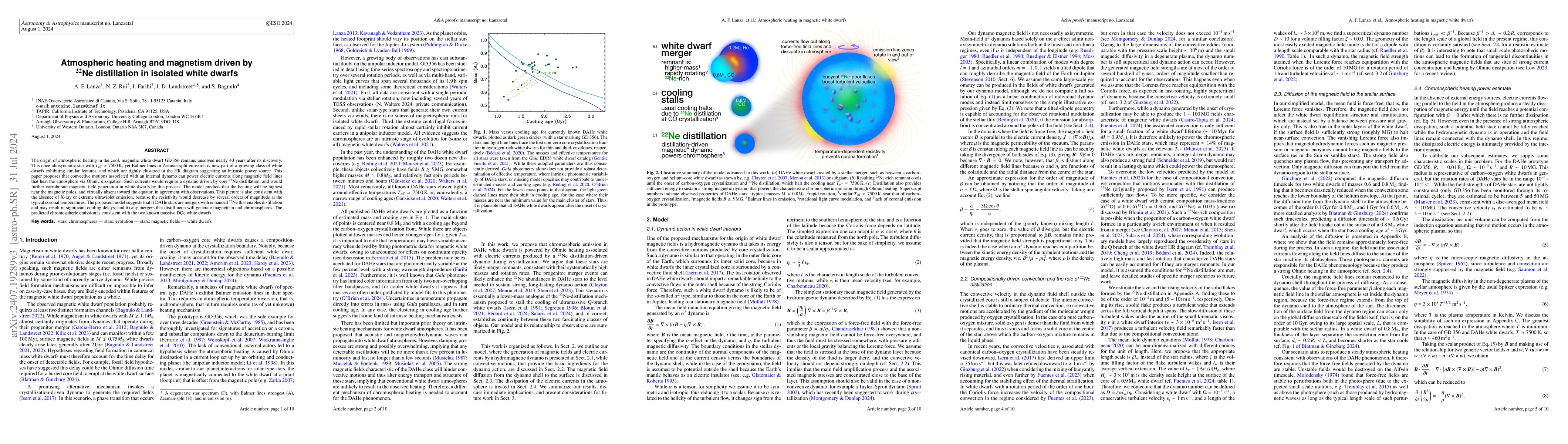 Thumbnail for Atmospheric heating and magnetism driven by $^{22}$Ne distillation in
  isolated white dwarfs