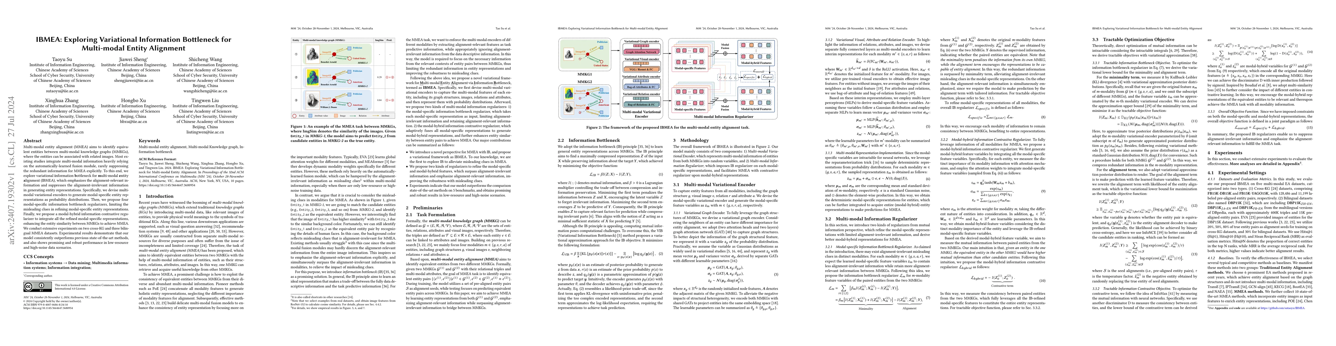 Thumbnail for IBMEA: Exploring Variational Information Bottleneck for Multi-modal
  Entity Alignment