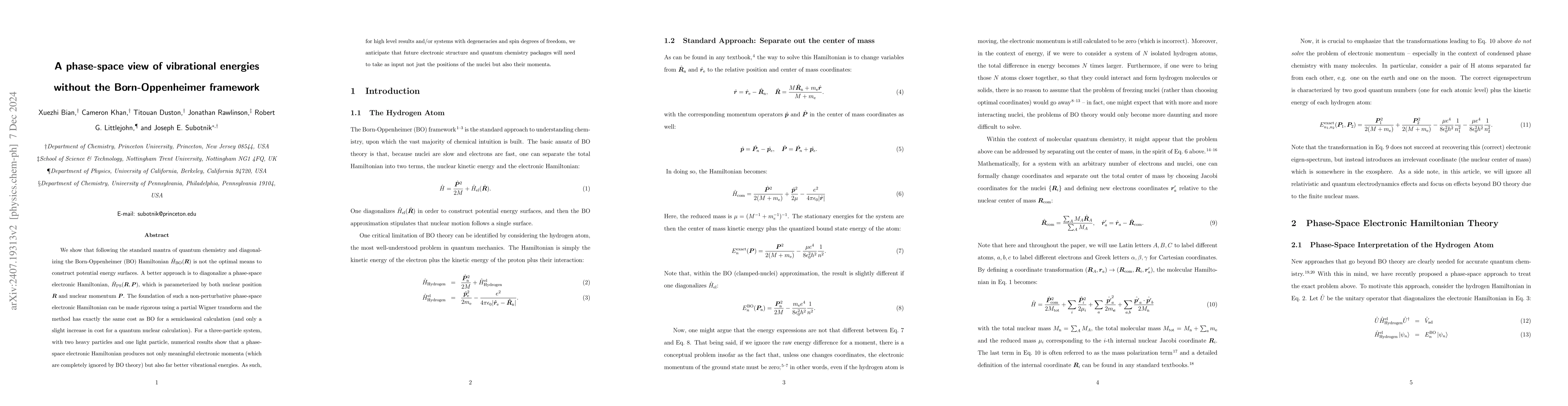 Thumbnail for A phase-space view of vibrational energies without the Born-Oppenheimer
  framework