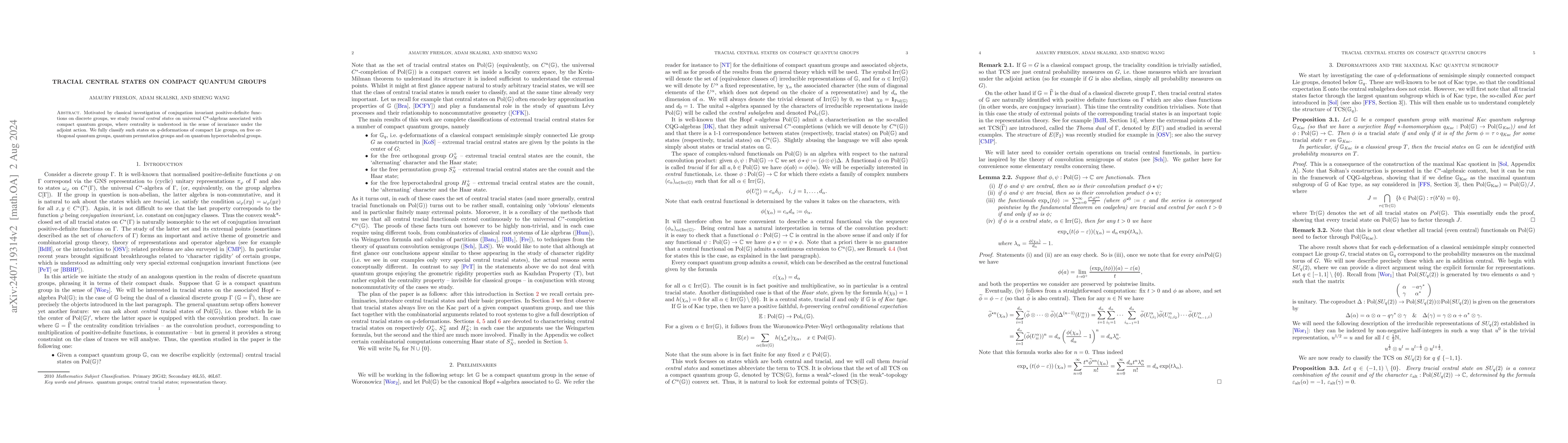 Thumbnail for Tracial central states on compact quantum groups
