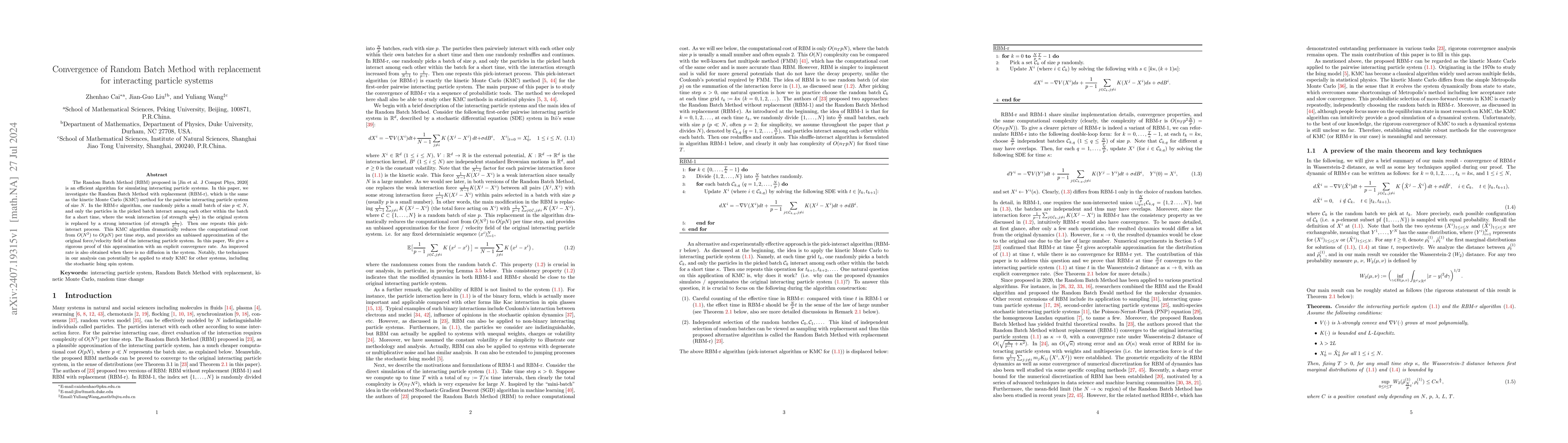 Thumbnail for Convergence of Random Batch Method with replacement for interacting
  particle systems