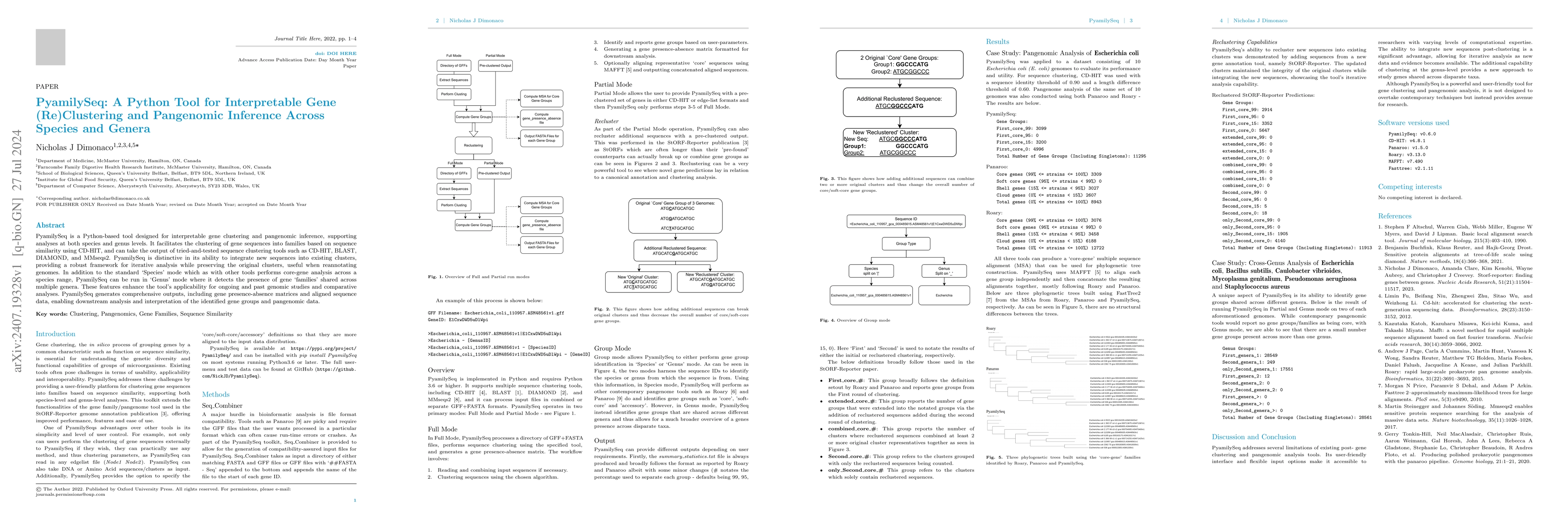 Thumbnail for PyamilySeq: A Python Tool for Interpretable Gene (Re)Clustering and
  Pangenomic Inference Across Species and Genera