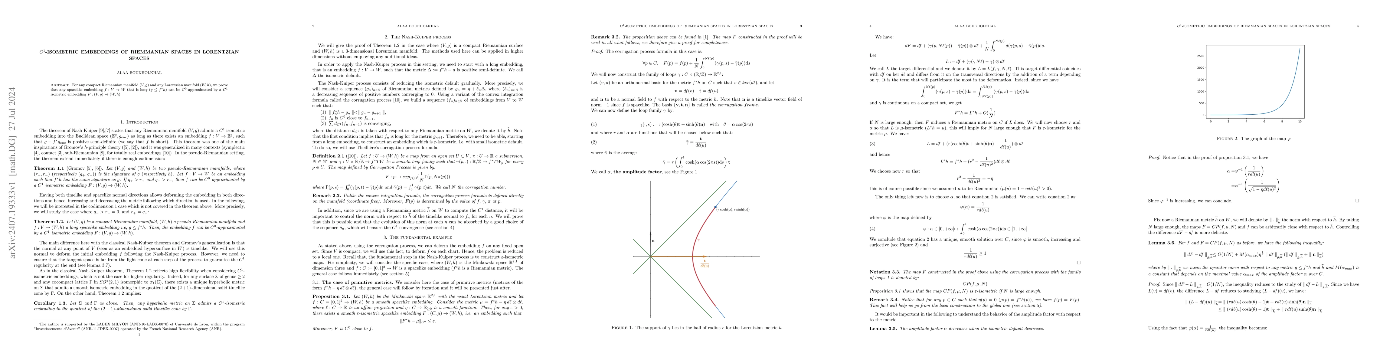 Thumbnail for $C^{1}$-isometric embeddings of Riemmanian spaces in Lorentzian spaces