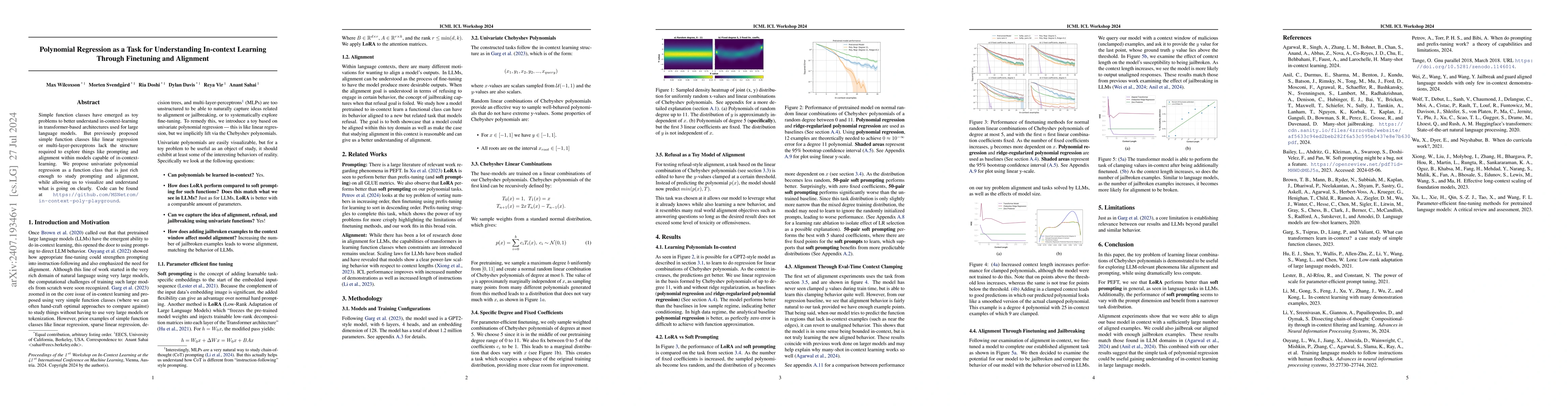 Thumbnail for Polynomial Regression as a Task for Understanding In-context Learning
  Through Finetuning and Alignment