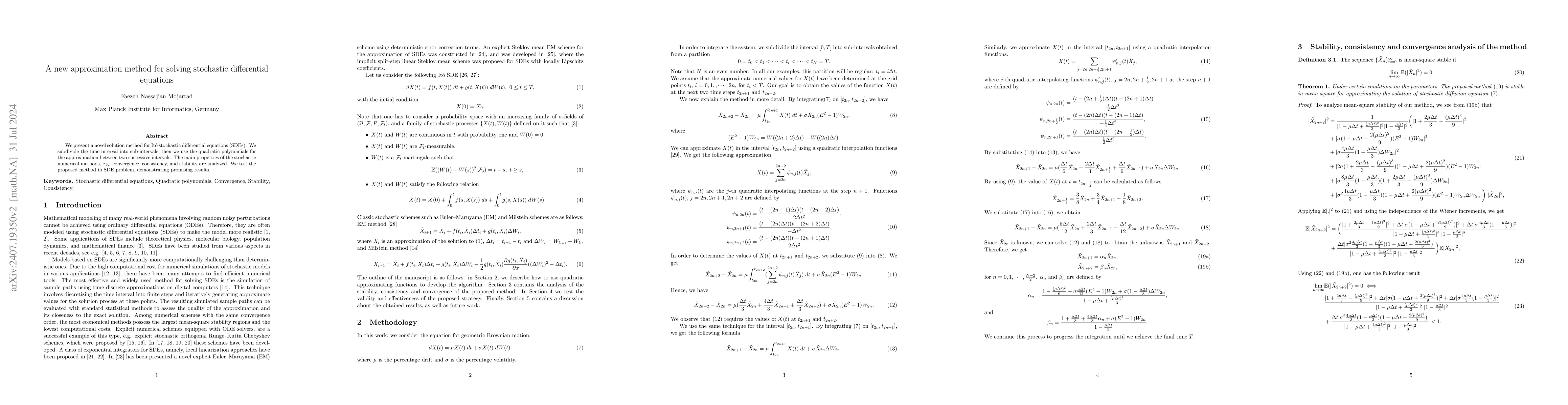 Thumbnail for A new approximation method for solving stochastic differential equations