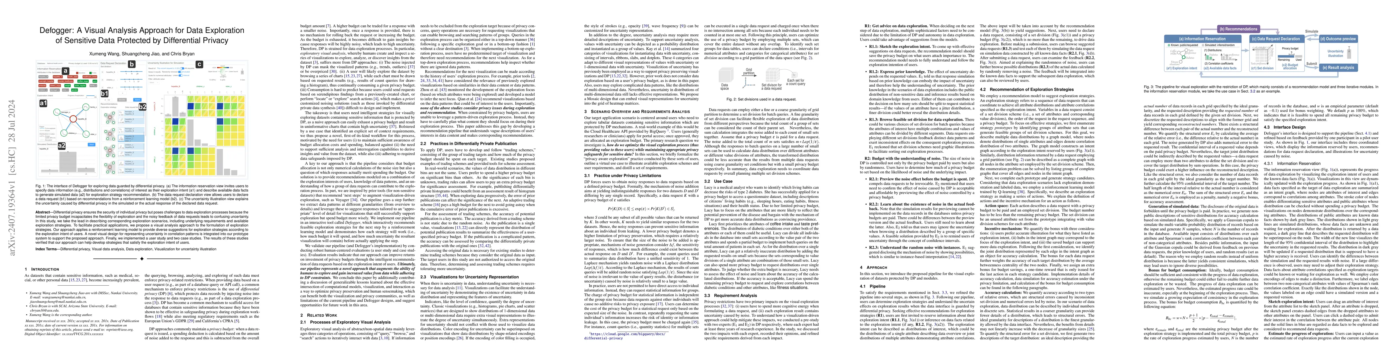 Thumbnail for Defogger: A Visual Analysis Approach for Data Exploration of Sensitive
  Data Protected by Differential Privacy