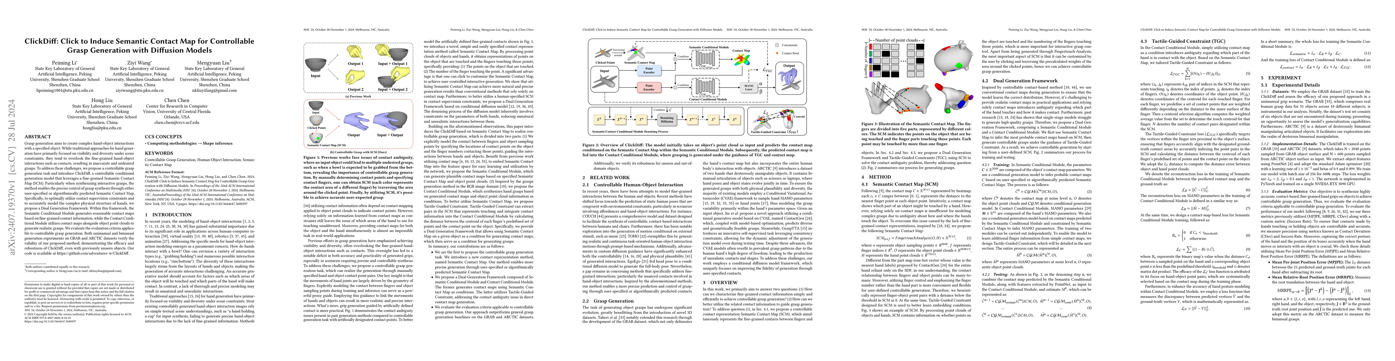 Thumbnail for ClickDiff: Click to Induce Semantic Contact Map for Controllable Grasp
  Generation with Diffusion Models