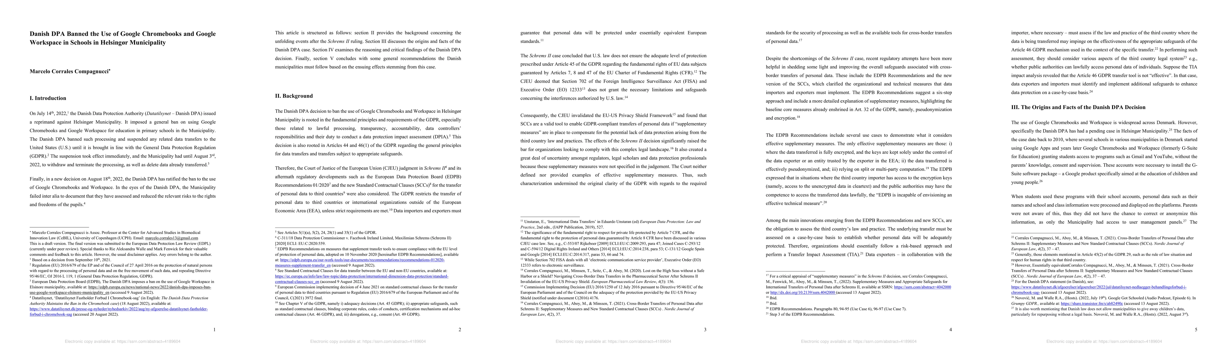 Thumbnail for Danish DPA Banned the Use of Google Chromebooks and Google Workspace in
  Schools in Helsingor Municipality