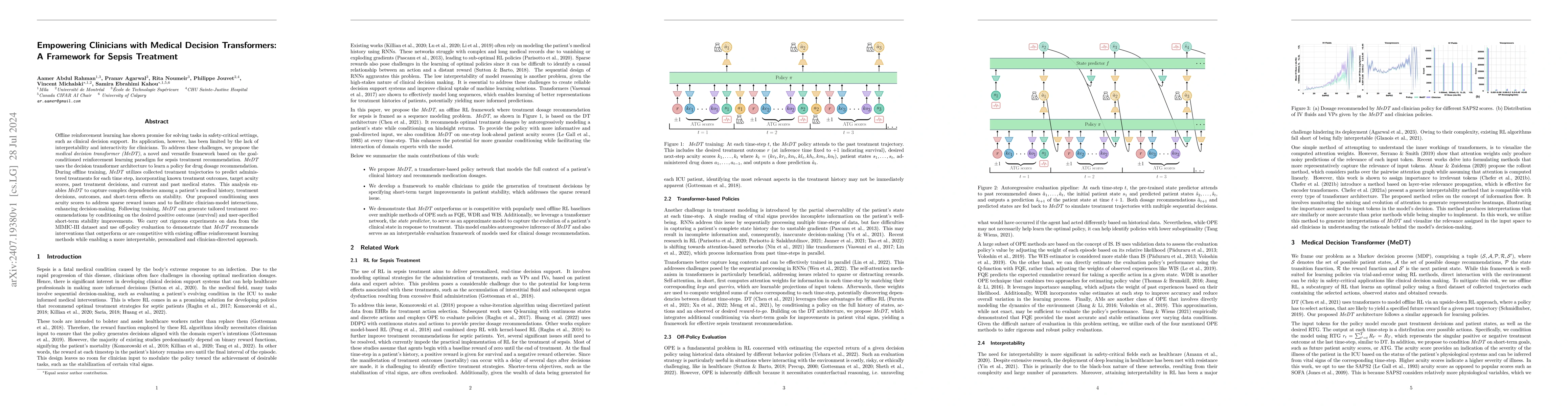 Thumbnail for Empowering Clinicians with Medical Decision Transformers: A Framework
  for Sepsis Treatment