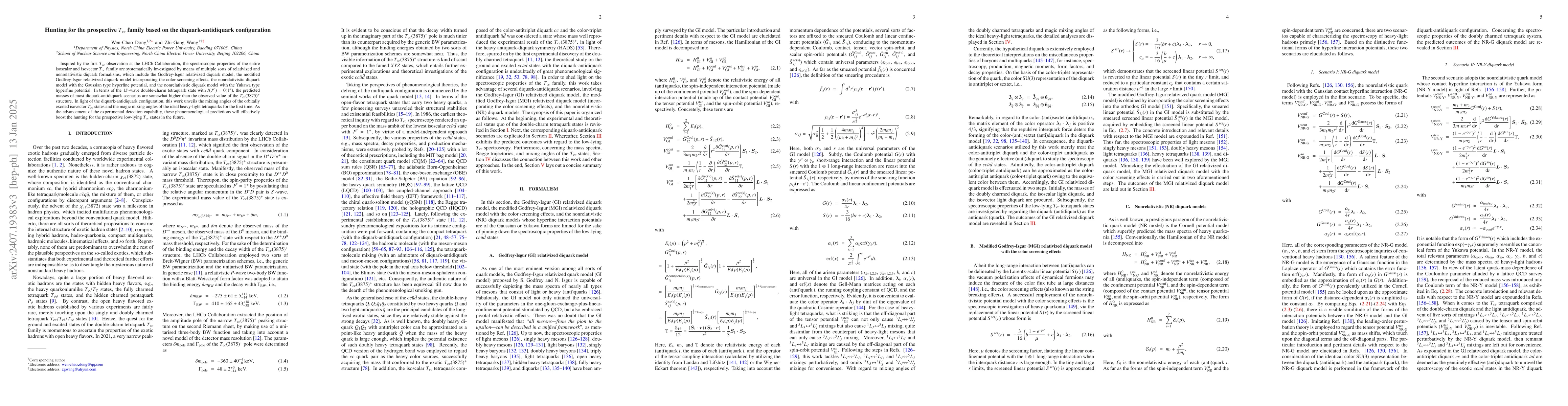 Thumbnail for Hunting for the prospective $T_{cc}$ family based on the
  diquark-antidiquark configuration