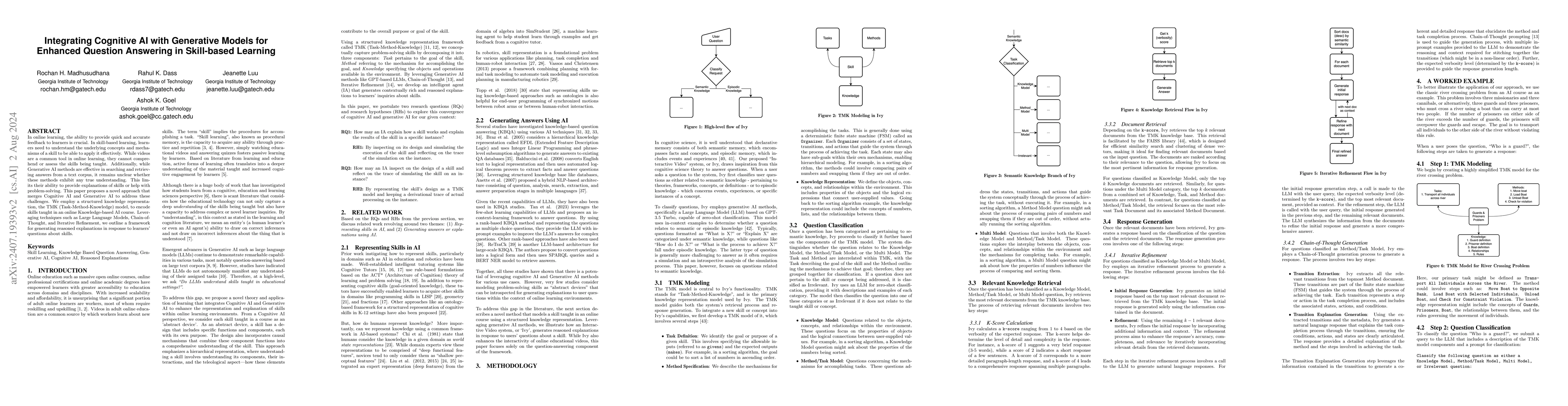 Thumbnail for Integrating Cognitive AI with Generative Models for Enhanced Question
  Answering in Skill-based Learning